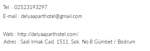 Delya Apart Hotel telefon numaralar, faks, e-mail, posta adresi ve iletiim bilgileri